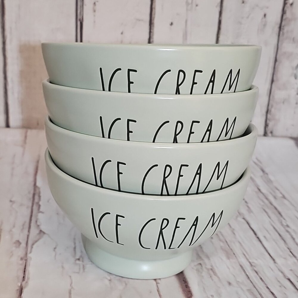 Rae Dunn Ice Cream Bowls Mint Green Set of 4 New